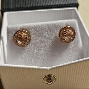 Elegant Rose Gold Plated Round Morganite Stud Earrings 2.5ct